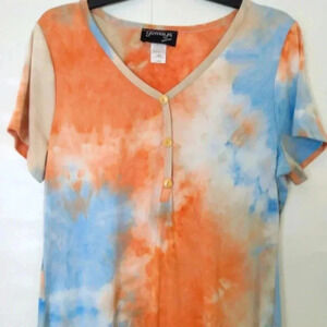 Blue Orange Women's Tie Dye Dress Size 2X